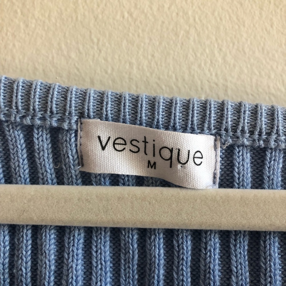 Vestique Baby Blue Ribbed Sweater Blouse Medium - Picture 6 of 9
